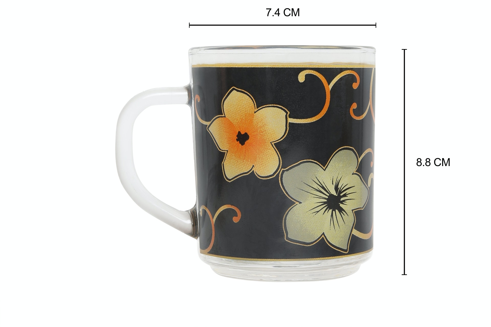 Viola Decal Flower Printed Glass Mug