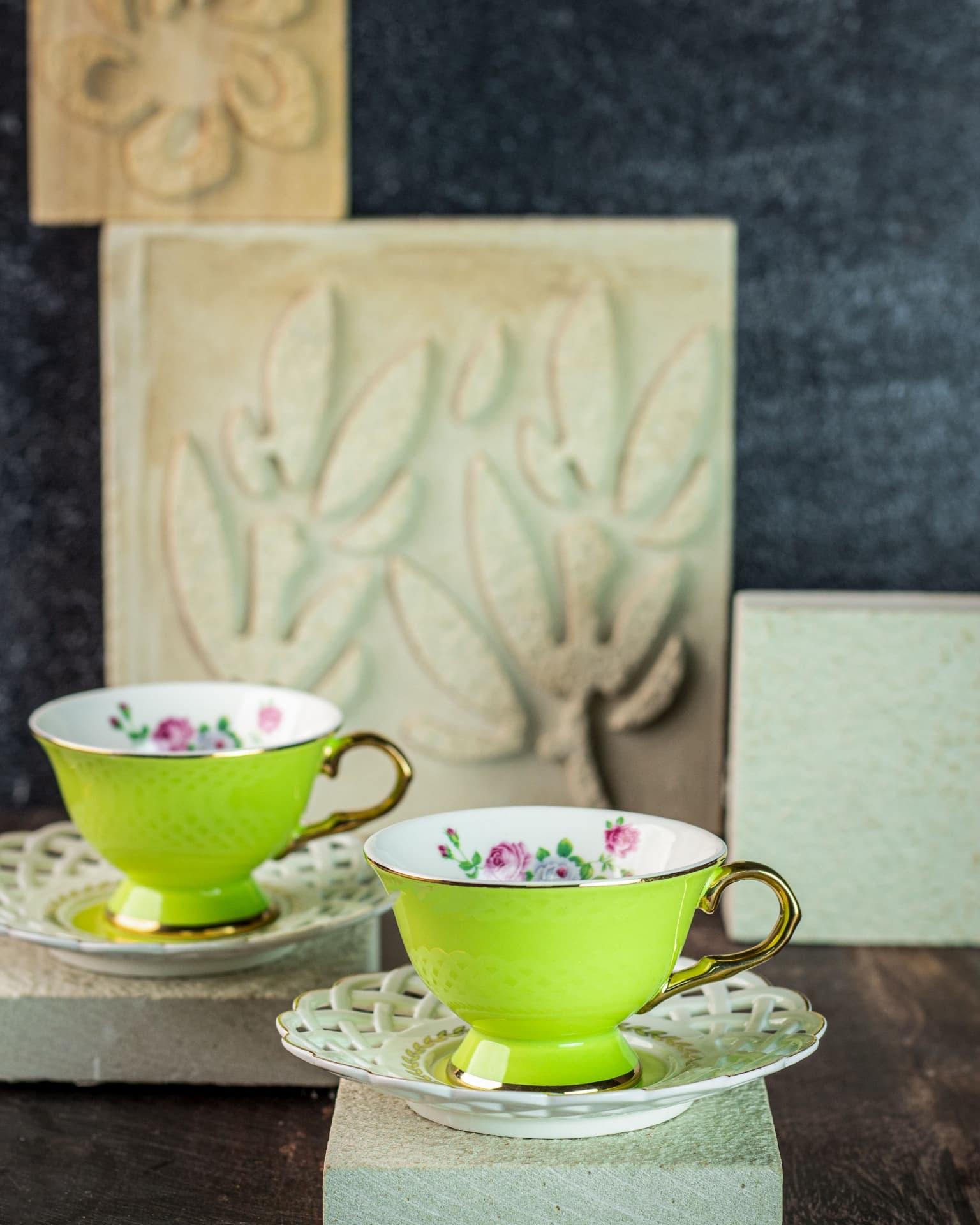 Viola Verdant Cup and Saucer Set of Two (90ml)